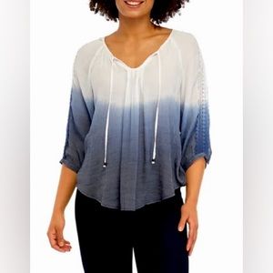 BCX Blue White Ombre Summer Blouse